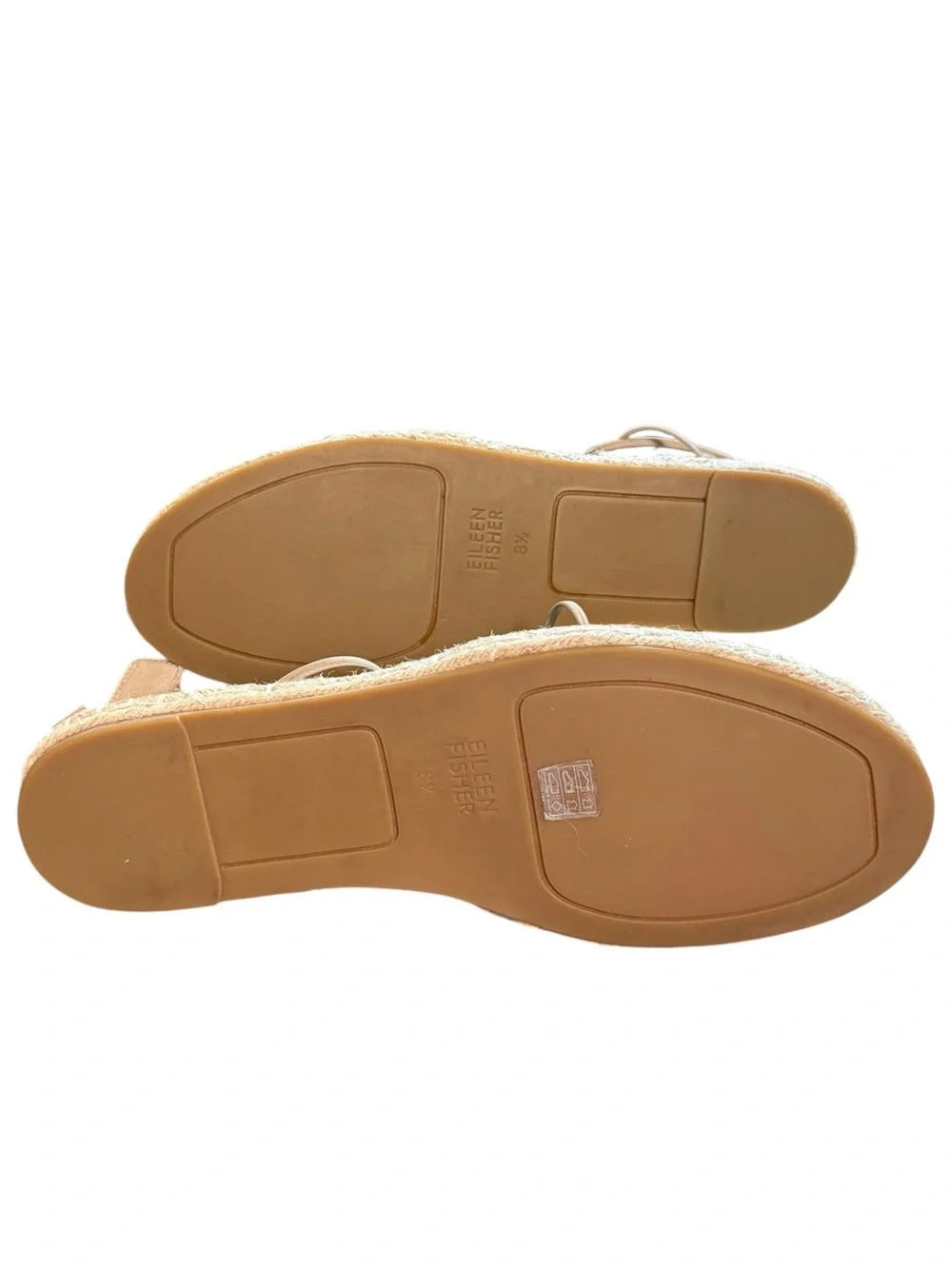 Eileen Fisher Lace-Up Espadrille Flats Taupe Leather 8.5